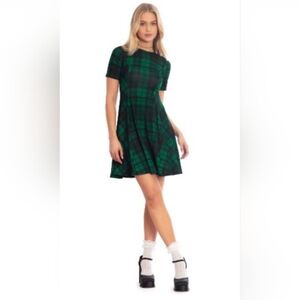 Blackmilk Tartan Pine Longline Evil Tee Dress